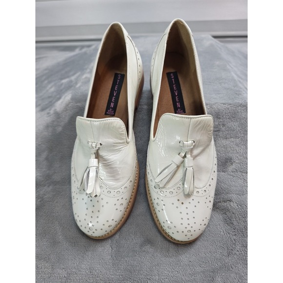 Steven By Steve Madden White Loafer Leather Women's‎ Size 7 Grannycore - Picture 3 of 6